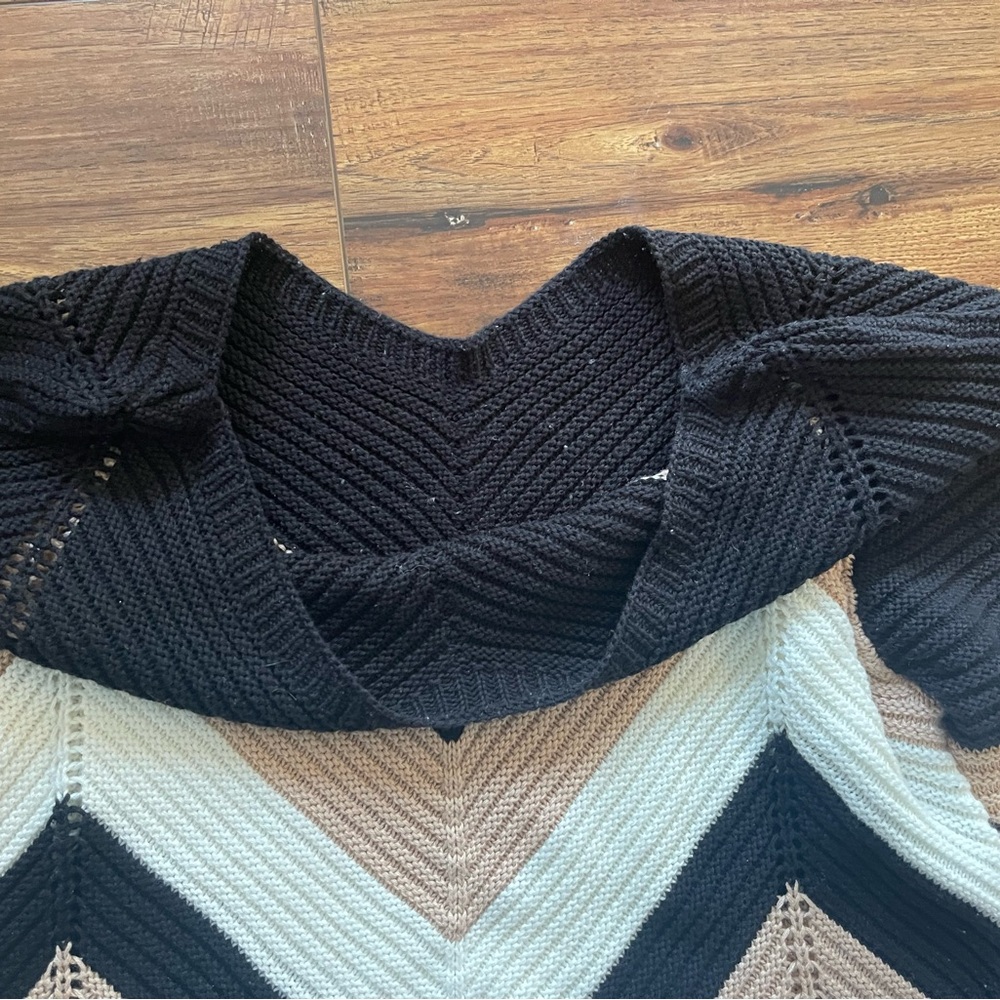 Striped Black and Tan Women's Sweater - Picture 4 of 5